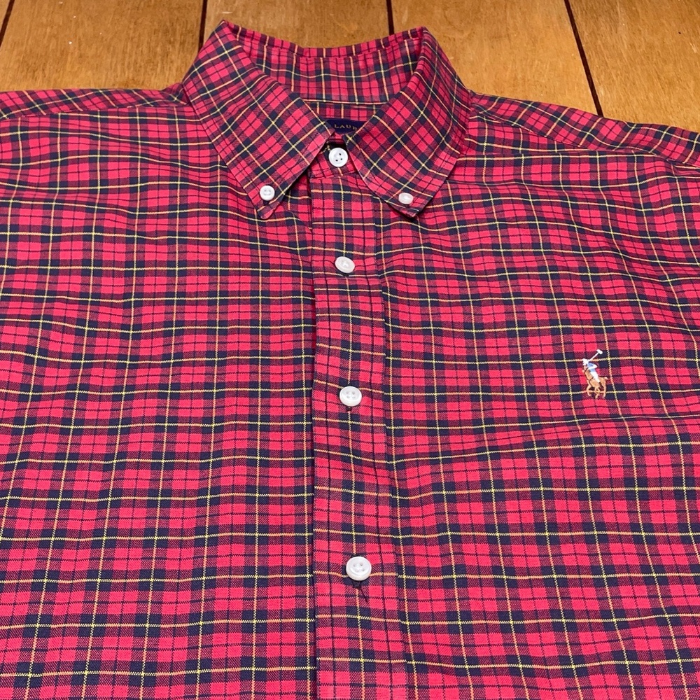 Polo Ralph Lauren Classic Fit Plaid Oxford Shirt XL Flesh Pony Button Down